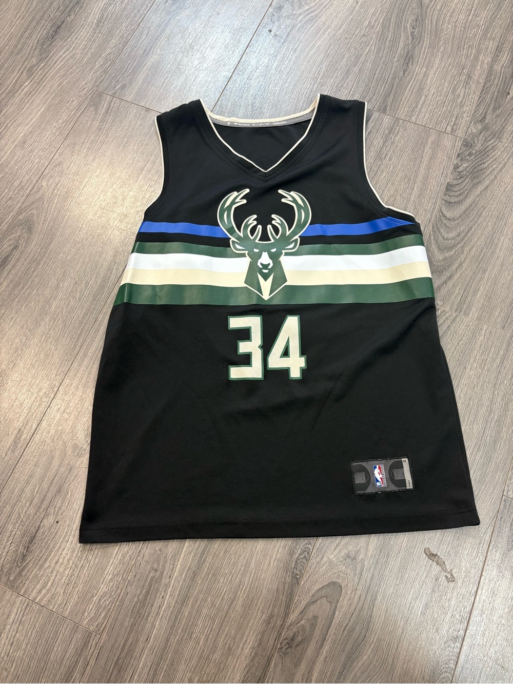 NBA Milwaukee Bucks #34 Jersey — Black, Green, Blue & Cream